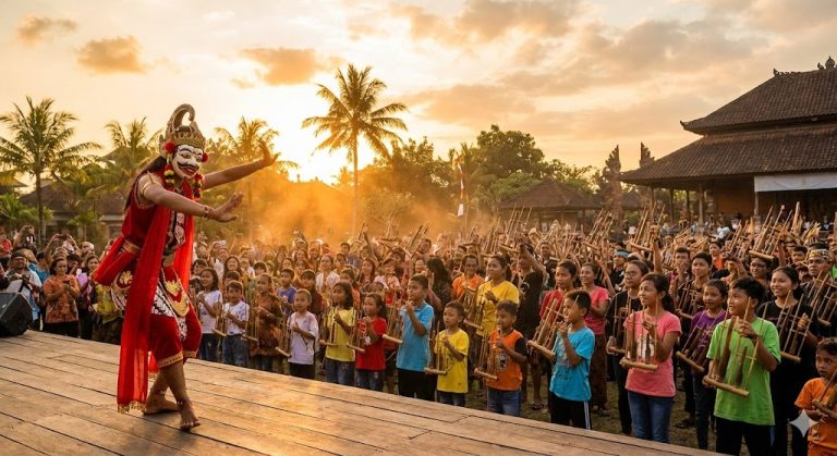 Pertunjukan Sore: Tari Topeng hingga Orkestra Angklung Massal